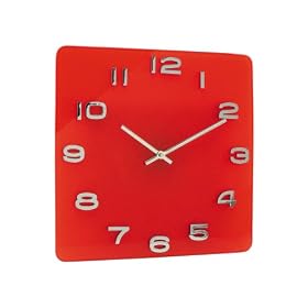 Karlsson Vintage Glass Wall Clock, Red, Square