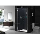 DreamLine UNIDOOR Frameless 40-41 inch Adjustable Shower Door with Glass ShelvesBrushed Nickel Finish Hardware