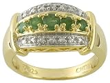 18KT OVER STERLING SILVER .27CTW EMERALD WITH DIAMOND ACCENT RING