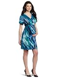 Three Seasons Maternity Women's Print Kimono Tie Back Surplice Dress