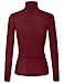 Doublju Womens Long Sleeve Thin Ribbed Knit Turtleneck Top (Made In USA)