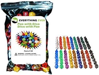 120 Piece Dice w/Carrying pouch, Bulk colored Dice for Mental Math Games &amp; Tournament, Assorted Multicolored Dice, &amp; Piece Dice Set in 17 Various Colors ,Best Math Teacher Supplies