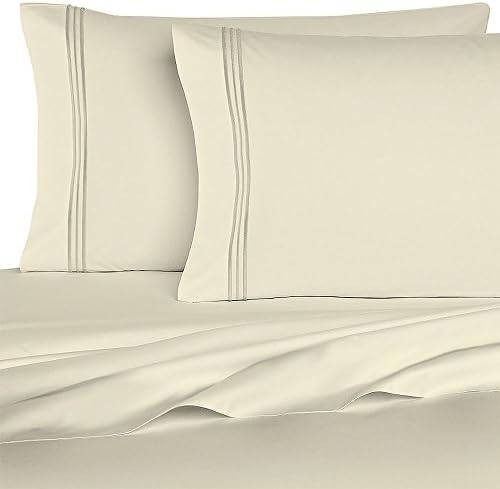 Luxury Bed Sheets - 6 Piece Set - Ultra Soft - Wrinkle Free - Deep Pockets (King, Ivory)