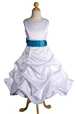 New White/turquoise Satin Flower Girl Pageant Dress Sz 2 to 16 - Same Day Shipping. Takes About 2-3 Days
