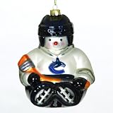 Pack of 2 NHL Vancouver Canucks Hockey Snowman Glass Christmas Ornaments 5.5"