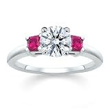 1.20 CT ROUND DIAMOND W PRINCESS PINK SAPPHIRE RING 18K