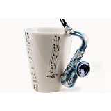 Tasse � Caf� Saxophone fait � la main (10cm x 8cm)