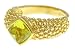 14K Yellow Gold over .925 Sterling Silver Designer Beaded Ring With 7.5mm Lemon Quartz