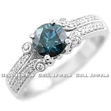 1.00ct SI3 Fancy-Blue Diamond Engagement Ring 18k White Gold