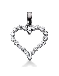 14K Gold Share Prong set Diamond Heart Pendant (1.00 cttw, F - G Color, SI2 Clarity)