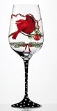 Handpainted Wine Glass, A Peaceful Christmas