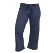 Navy Blue Solid color Lightweight Low Rise Flared Cotton Jersey Capris with tie cord waist.