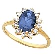 14K Yellow Gold Iolite and Diamond Ring