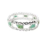 Silvertone Filigree Edge Turquoise Bangle Bracelet Fashion Jewelry