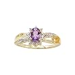 14K Yellow/White Gold 0.01 ct. Diamond and 6 x 4 MM Oval Shaped Amethyst Ring