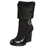 Guess - GUESS by Marciano Women's Emilia Nylon Fur Mid Calf Wedge Boot