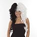 Lolita Cosplay perruque Dolly | perruque couleur Split | Lady Gaga Demi Black Style, Demi-Blanc | 3 Set perruque Piece Ponytail