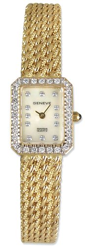 Geneve Kalle 14k Gold & Diamond Ladies Luxury Swiss Jewelry Watch MOP dial 14kt