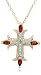 Yellow Gold Overlay Sterling Silver Garnet & Diamond Accent Cross Pendant, 18