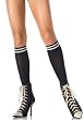Opaque Knee High Stocking Socks With Contrast Color Stripe Top