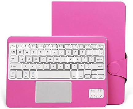 BOW iPad Air 1 2 iPad 5 Keyboard Case with Touchpad, Auto Sleep / Wake Up Smart Shell Wireless Bluetooth 3.0 Keyboard with PU Leather, Magnetic Removable Flip Keyboard Cover, Pink Color