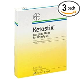 Bayer Ketostix Reagent Strips for Urinalysis, 20 Foiled Strips (Pack of 3)