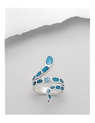 Turquoise (Sky Blue) Snake Reconstructed stones Ring In 92.5 Sterling Silver