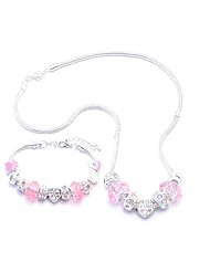 Best Friend Charm Bracelet and Necklace Gift Set Girls Pandora Style - Gift Boxed