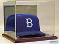 Collectible Deluxe UV Cap Baseball Hat Display Case - With Mirror - Cherry