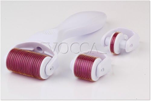 VoccaCare 3 in 1 Complete Skin Care Kit (Titanium, 0.5 mm + 1.0 mm + 1.5 mm, White/Purple) for your Face, Eyes and Body. Helps with Wrinkles, Acne, Stretch Marks, Scars, Pores, Cellulite. For Home Use