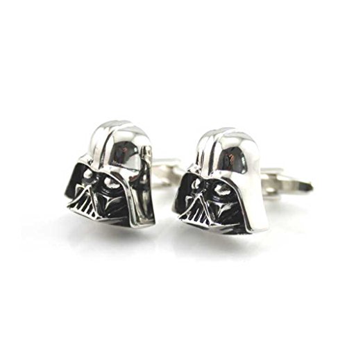 Black Silver Darth Vader Mask Helmet Dark Lord Sith Star Wars Men's Cufflinks
