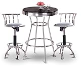 Chrome Bar Table & 2 Chrome Adjustable 24