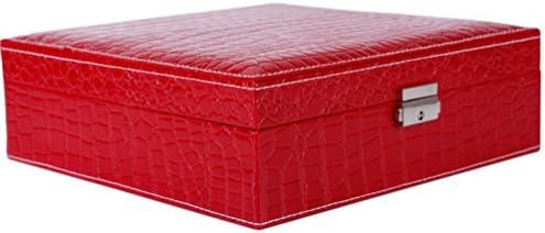 Two Layer Jewellery Boxes Organizer Display Storage Case with Mirror Red
