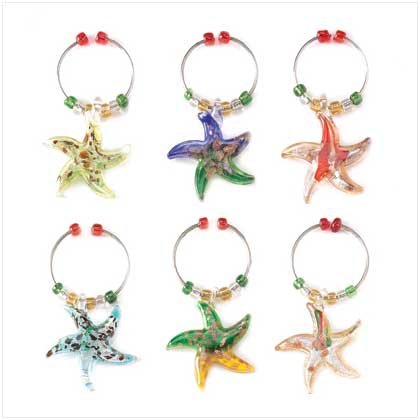 6Pc Art Deco Glass Wineglass Charms Wedding Favor Gift