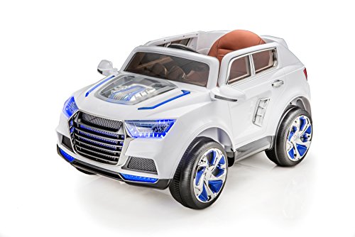 SPORTrax Audi Q3 Style Luxury Kid's Ride On Car, Genuine Padded Leather Seat, Battery Powered, Remote Control, w/FREE MP3 Player - White
