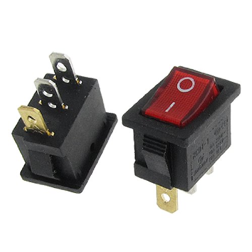 5 Pcs x Red Light Illuminated ON/OFF 2 Position SPST Boat Rocker Switch 3 Pin