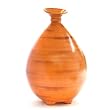 Handmade Ceramic Spun-Bamboo-Style Bulb Design Flower Vase In High Gloss Fiery Sunset Orange