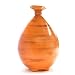 Handmade Ceramic Spun-Bamboo-Style Bulb Design Flower Vase In High Gloss Fiery Sunset Orange
