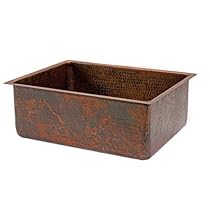 Big Sale Best Cheap Deals Premier Copper Products KSDB25199 25-Inch Hammered Copper Kitchen Single Basin Sink, Oil Rubbed Bronze