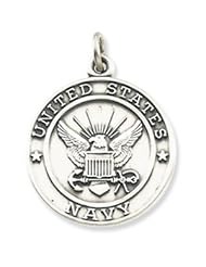 US Navy Sterling Silver St Michael Protect Us Medal Necklace, 24"