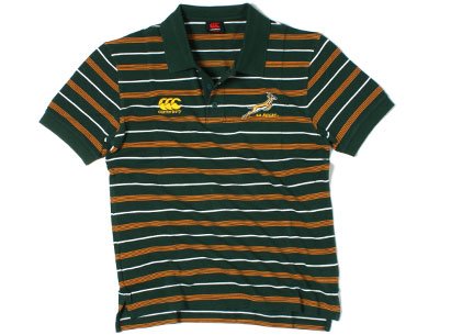 South Africa Players Striped Media Rugby Polo Shirt - size M South Africa Players Striped Media Rugby Polo Shirt - size M