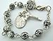 Oxidized Silver 6MM Rosebud Prayer Bead 7 3/4-inch Miraculous Rosary Bracelet