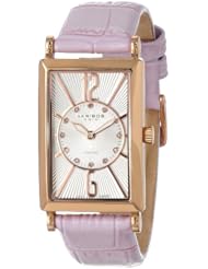Akribos XXIV Womens AK543PU Essential Rectangular Stainless Steel Diamond Strap Watch