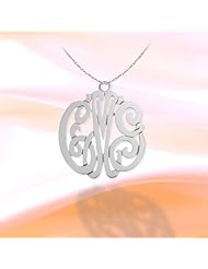 Monogram Necklace 1 inch Sterling Silver Handcrafted Cutout Personalized Initial Necklace - Made in USA