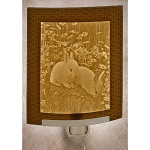 Baby Bunnies Porcelain Garden Lithophane Night Light (NEW) by The Porcelain Garden