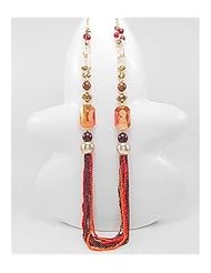 Red Seed Bead Necklace In Zinc
