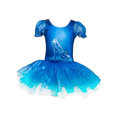 Jastore Girls Princess Crystal Shoes Print Dance Dress Ballet Leotard Tutu Dress