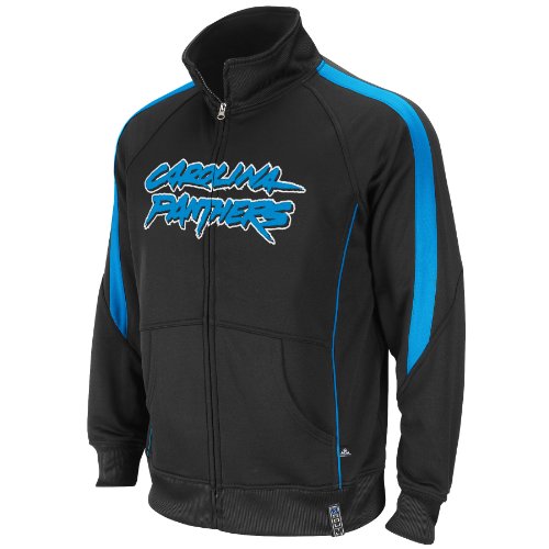 NFL Men's Carolina Panthers Tailgate Time Track Adult Long Sleeve Full Zip Track Jacket (Black/Electric Blue, Small)