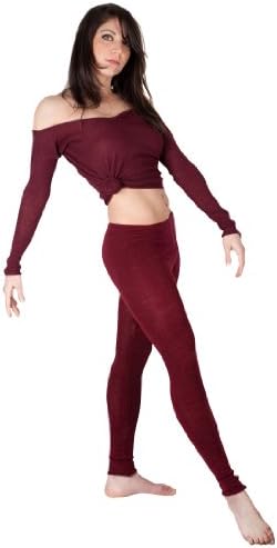 Red Petite #MadeInUSA #MadeInUSA Sexy 2 Pc Dance Set Off Shoulder Loose Knit Ballet Top & Stretch Knit Low Rise Tights by KD dance New York