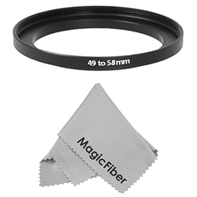 Goja 49-58mm Step-Up Adapter Ring (49mm Lens to 58mm Accessory) + Premium MagicFiber Microfiber Lens Cleaning Cloth